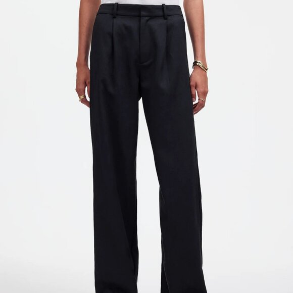 NWT Madewell Petite Slouchy Straight Pants in Drapey Twill Black 8P - Picture 2 of 5